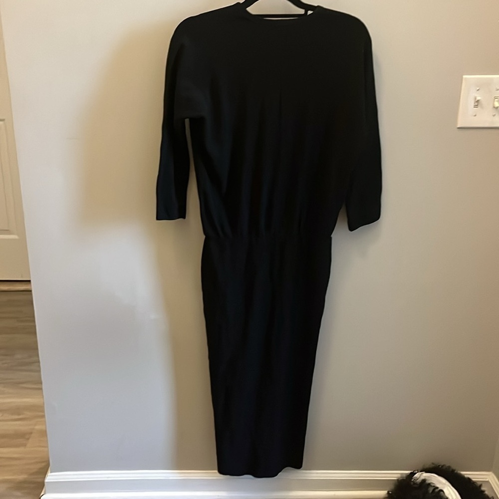James Perse Dress Elastic Waist 3/4 Sleeves Crewneck JP Size 2 Medium Black - Picture 8 of 10